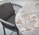 2022 Borek detail Dekton Peniche high dining table – Ardenza belt Majinto high dining chair dark grey