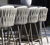 2025 Borek alu rope Genua high dining chair bronze wenge – Jamie high dining table (detail)