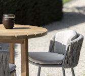 2025 Borek alu rope Genua high dining chair chalk white-taupe – Limone high dining table (detail 2)